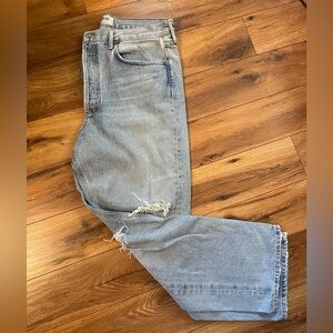 Agolde Blue Relaxed Fit Jeans with Distressed Details
